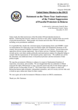 Statement by the Delegation of the United States on the human rights and fundamental freedoms in Belarus