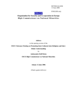 Opening address by the OSCE High Commissioner on National Minorities, Rolf Ekeus