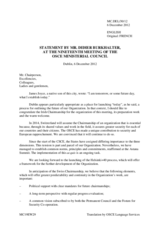 Statement by H.E. Mr. Didier Burkhalter, Head of the Federal Department of Foreign Affairs