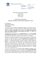 Opening Session, Statement