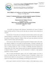 Statement by Mr. Mattia F. Ferrero, Coordinator