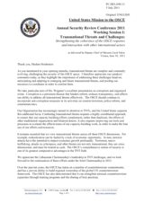 Statement by Ms. Fuller, United States Mission to the OSCE