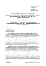 Statement by Mr. Nikolay Bordyuzha, Secretary General of the CSTO