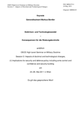 Session 3, Statement by Mr. Bentler, Commander, Response Force Operations Command, Germany