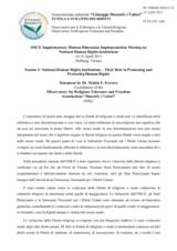 Statement by Mr. Ferrero, Observatory for Religious Tolerance and Freedom Associazione "Dossetti, i Valori", Italy