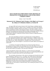 Keynote statement by Mohamed Charfi, High-Level Group of the Alliance of Civilizations Initiative, session III