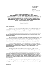 Opening statement by the President of Kazakhstan, H.E. Nursultan Nazarbayev