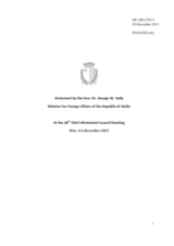 Statement by the Hon. Dr. George W. Vella, Minister for Foreign Affairs