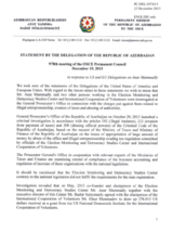 Statement by the Delegation of Azerbaijan in response to the statements by delegations on the case of Mr. A. Mammadli in Azerbaijan