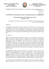 Statement by the Delegation of Azerbaijan in response to the address by the Chairperson-in-Office of the OSCE, H.E. Didier Burkhalter, President of the Swiss Confederation and Head of the Swiss Federal Department of Foreign Affairs