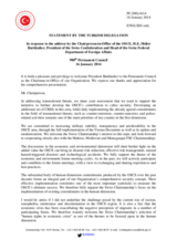 Statement by the Delegation of Turkey in response to the address by the Chairperson-in-Office of the OSCE, H.E. Didier Burkhalter, President of the Swiss Confederation and Head of the Swiss Federal Department of Foreign Affairs
