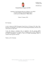 Statement by the Delegation of Hungary on the parliamentary elections, to be held in Hungary on 6 April 2014