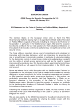 Statement by the Greek Presidency of the Council of the EU in response to the presentations on the Code of Conduct