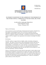 Statement by the Delegation of Norway in response to the address by the President of the International Committee of the Red Cross, H.E. Peter Maurer