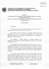 Statement by the Delegation of Armenia in response to the address by the Federal Minister for European and International Affairs of Austria, H.E. Sebastian Kurz