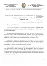 Statement by the Delegation of Azerbaijan in response to a statement by the United States of America on human rights and fundamental freedoms in Azerbaijan made at the 981st meeting of the Permanent Council