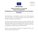 Statement by the Greek Presidency of the Council of the EU on the elections to the European Parliament to be held between 22 and 25 May 2014
