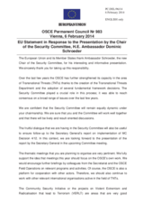 Statement by the Greek Presidency of the Council of the EU in response to the report by the Chairperson of the Security Committee, Ambassador Dominic Schroeder