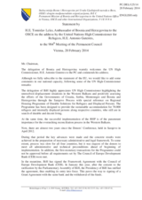 Statement by the Delegation of Bosnia and Herzegovina in response to the address by the United Nations High Commissioner for Refugees, H.E. António Guterres