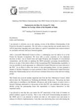 Opening statement of the Malta FSC Chairmanship by H.E. Dr. George W. Vella, Minister for Foreign Affairs of the Republic of Malta