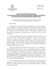 Statement by the Delegation of Ukraine in response to the address by the Deputy Chairman of the Cabinet of Ministers and Minister for Foreign Affairs of Turkmenistan, H.E. Rashid Meredov