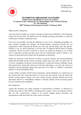 Statement by the Delegation of Turkey in response to the address by the Commissioner for Human Rights of the Council of Europe, H.E. Nils Muižnieks
