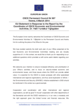 Statement by the Greek Presidency of the Council of the EU in response to the report by the Co-ordinator of OSCE Economic and Environmental Activities, Dr. Yurdakul Yiğitgüden