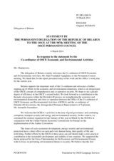 Statement by the Delegation of Belarus in response to the report by the Co-ordinator of OSCE Economic and Environmental Activities, Dr. Yurdakul Yiğitgüden