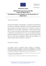 Statement by the Greek Presidency of the Council of the EU on the Permanent Council declaration on the upcoming elections in Afghanistan