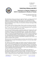 Statement by the Delegation of the United States on the violations of OSCE principles and commitments by the Russian Federation in Ukraine and the situation in Ukraine
