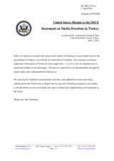 Statement by the Delegation of the United States on the freedom of the media in Turkey