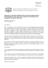 Statement by the Delegation of Latvia in response to the statement by the Delegation of the Russian Federation on the situation regarding Russian television channels in Latvia and Lithuania