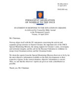 Statement by the Delegation of Norway on the current challenges for security in the OSCE area