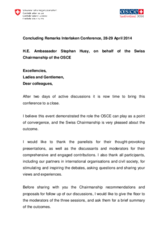 Concluding Remarks by Ambassador Stephan Husy