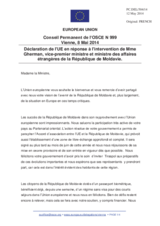 Déclaration de l'UE en réponse à l'intervention de Mme Gherman, vice-premier ministre et ministre des affaires étrangères de la République de Moldavie