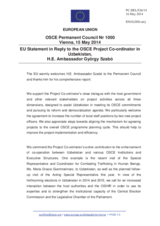 Statement by the Greek Presidency of the Council of the EU in response to the report by the OSCE Project Co-ordinator in Uzbekistan, Ambassador György Szabó