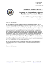 Statement by the Delegation of the United States on the human rights violations and restrictions on fundamental freedoms in Belarus
