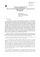 Statement by the Delegation of Ukraine in response to the address by H.E. Angela Kane, United Nations High Representative for Disarmament Affairs