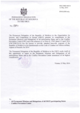 Response by the Delegation of Moldova to the Questionnaire on the Code of Conduct on Politico-Military Aspects of Security