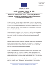Statement by the Greek Presidency of the Council of the EU on the address by the President of the OSCE Court of Conciliation and Arbitration, Mr. Christian Tomuschat