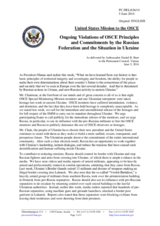 Statement by the Delegation of the United States on the ongoing violations of OSCE principles and commitments by the Russian Federation and the situation in Ukraine