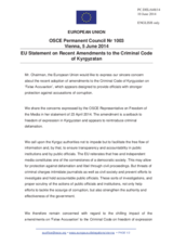 Statement by the Greek Presidency of the Council of the EU on the freedom of expression in Kyrgyzstan