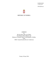 Address by H.E. Mr. Ivica Dacic, First Deputy Prime Minister and Minister of Foreign Affairs