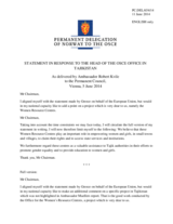 Statement by the Delegation of Norway on the report by the Head of the OSCE Office in Tajikistan, Ambassador Markus Müller