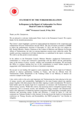Statement by the Delegation of Turkey in response to the report by the Head of the OSCE Centre in Ashgabat, Ambassador Ivo Petrov