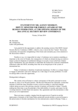 Statement by Mr. Alexey Meshkov, Deputy Minister of Foreign Affairs