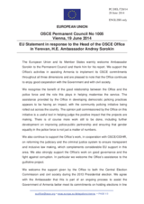 Statement by the Greek Presidency of the Council of the EU in response to the report by the Head of the OSCE Office in Yerevan, Ambassador Andrey Sorokin