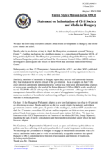 Statement by the Delegation of the United States on the intimidation of civil society and the media in Hungary