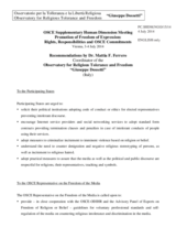 Recommendations by Dr. Mattia F. Ferrero