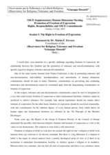 Session 1, Statement by Dr. Mattia F. Ferrero, Coordinator